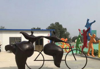 福建青春无悔，精致自行车雕塑