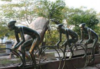 福建精致铜雕自行车景观雕塑