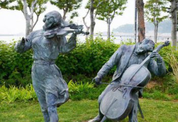 福建双面演奏大提琴&小提琴铜雕塑