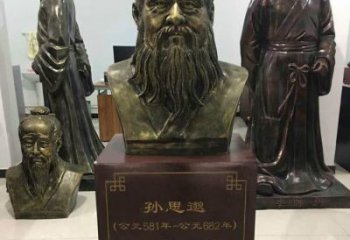 福建标志性雕塑-孙思邈半身像铜雕
