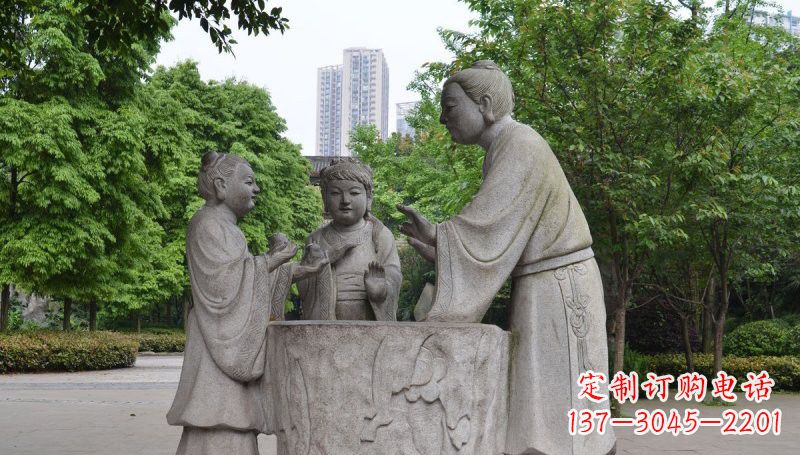 福建孔融让梨石雕，精美的古代人物雕塑