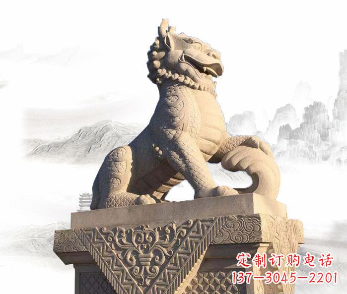 福建古代神兽大理石麒麟石雕 (2)