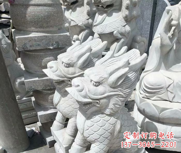 福建传统工艺,精细做工,古代神兽大理石麒麟石雕高端定制