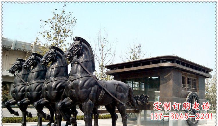 福建传统古典马车铜雕塑