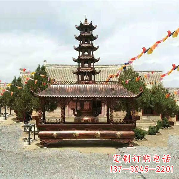 福建全新古典铜香炉雕龙塑型双耳方形器皿