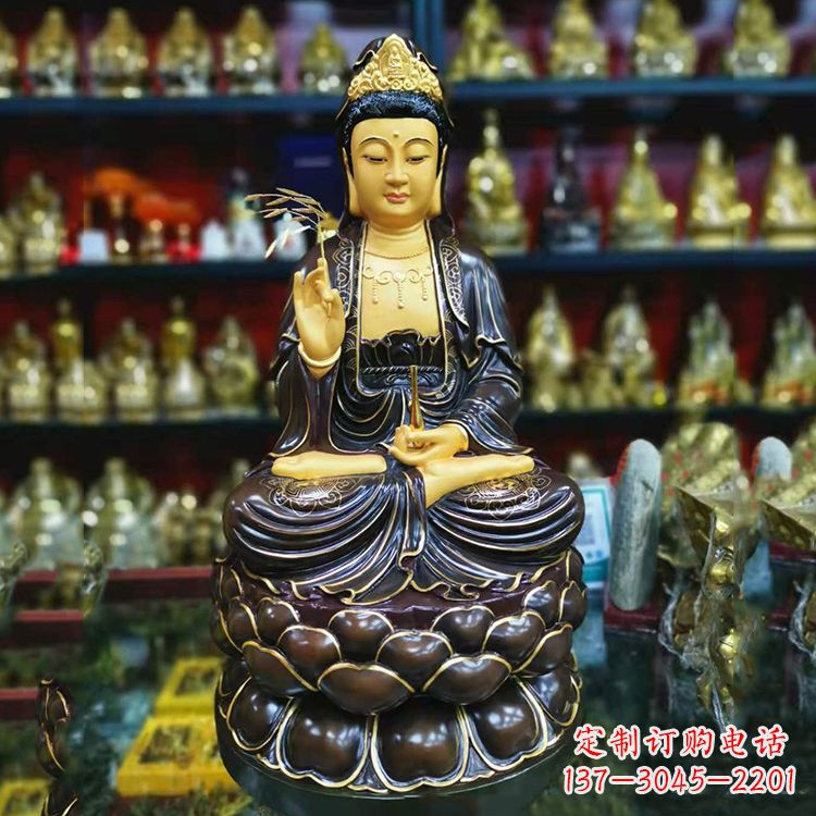 福建古铜手工雕刻观音佛像