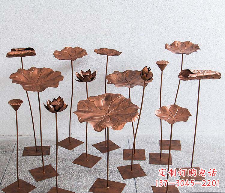 福建精美古铜色荷花不锈钢雕塑