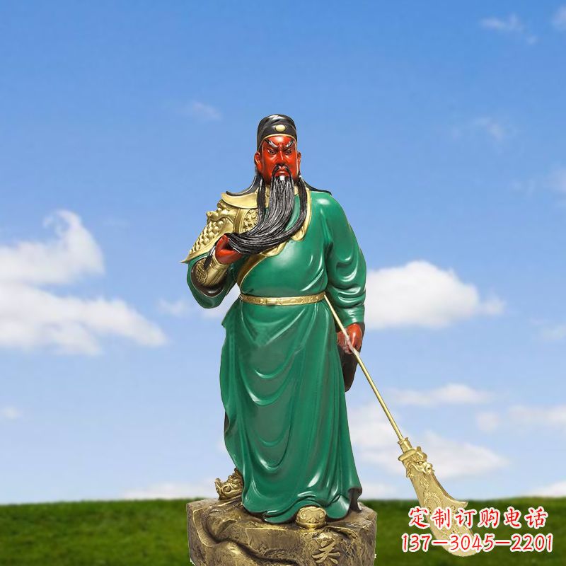 福建精美彩绘关公雕塑