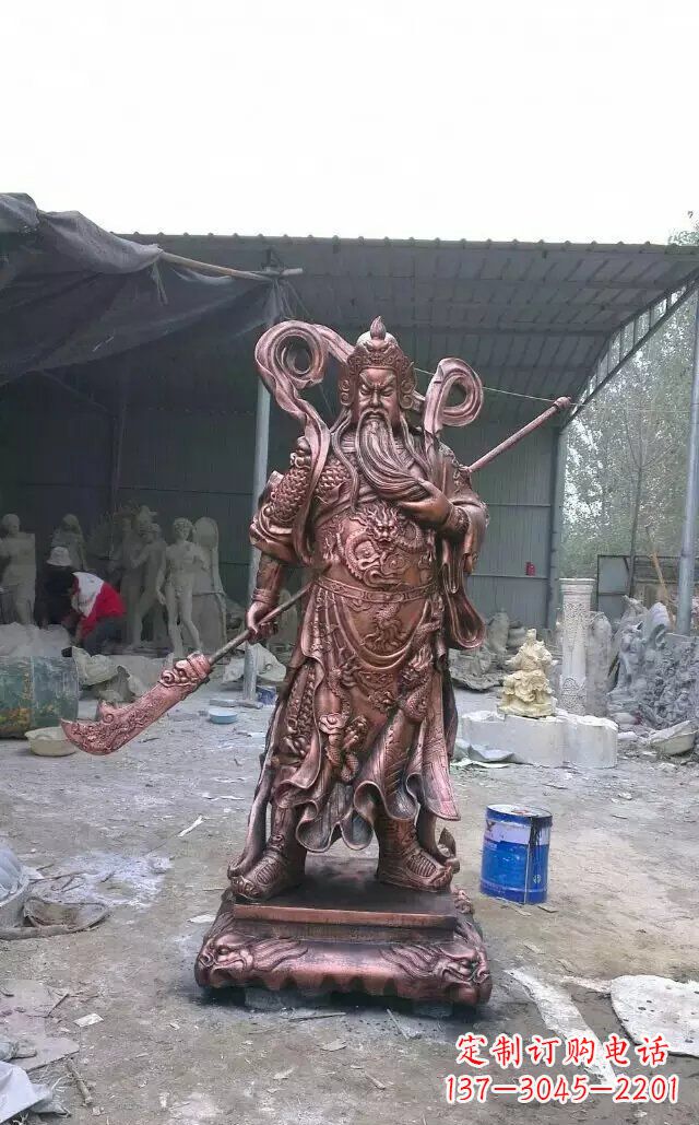 福建关公红铜人物铜雕