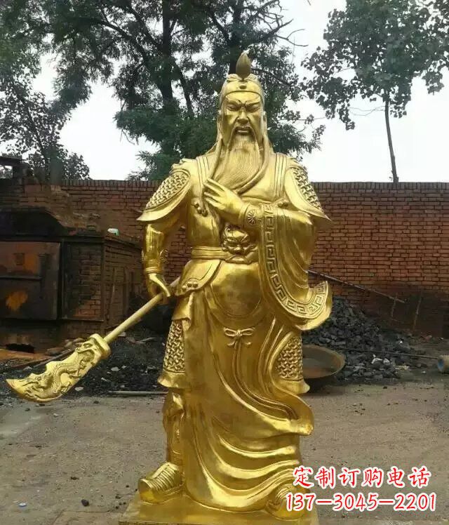 福建关公提刀武财神铜雕 (5)