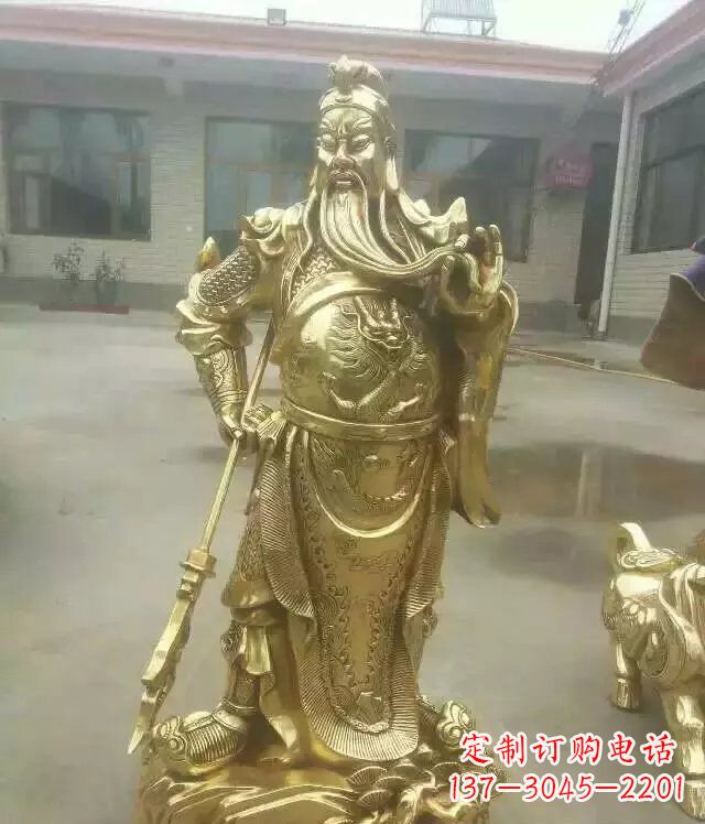 福建中领雕塑定制关公提刀武财神铜雕
