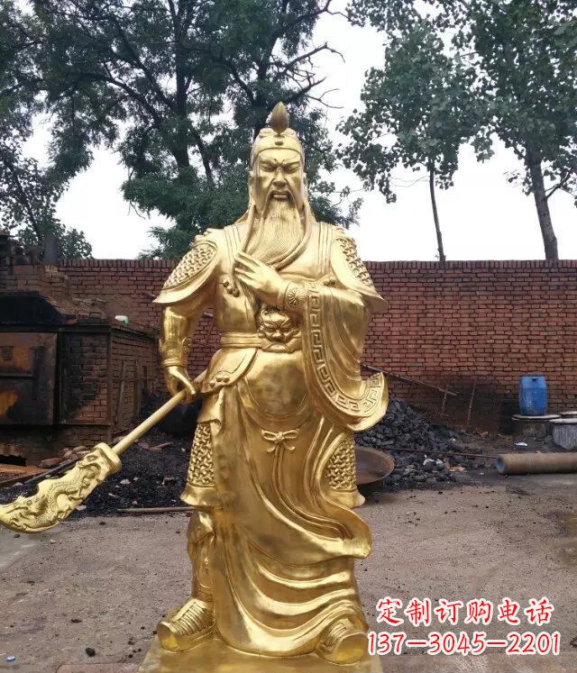 福建关公提刀武财神铜雕 (4)