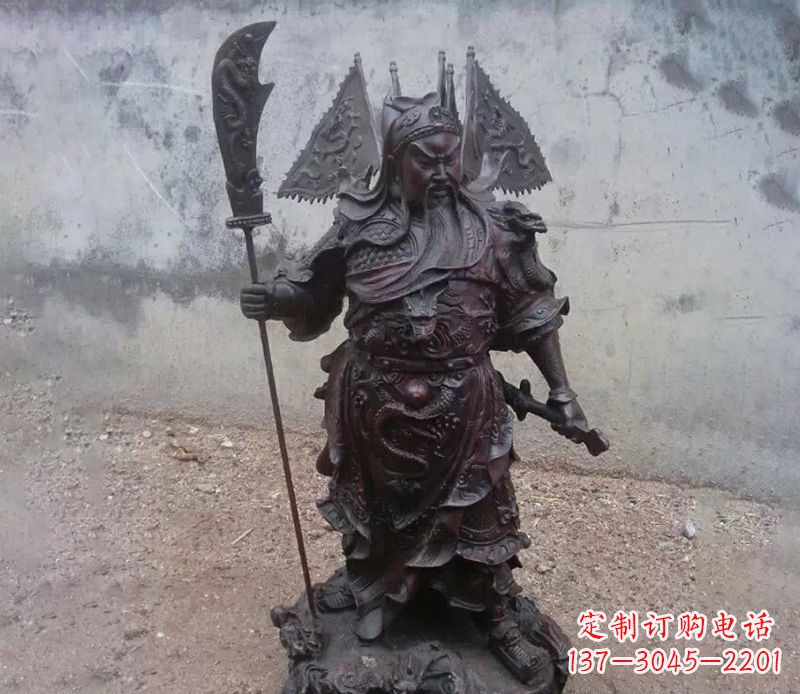 福建来自中国神话传说的关公提刀铜雕