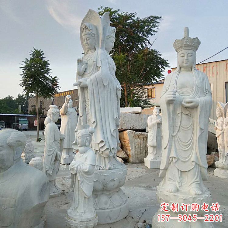 福建中领雕塑-观音石雕汉白玉菩萨