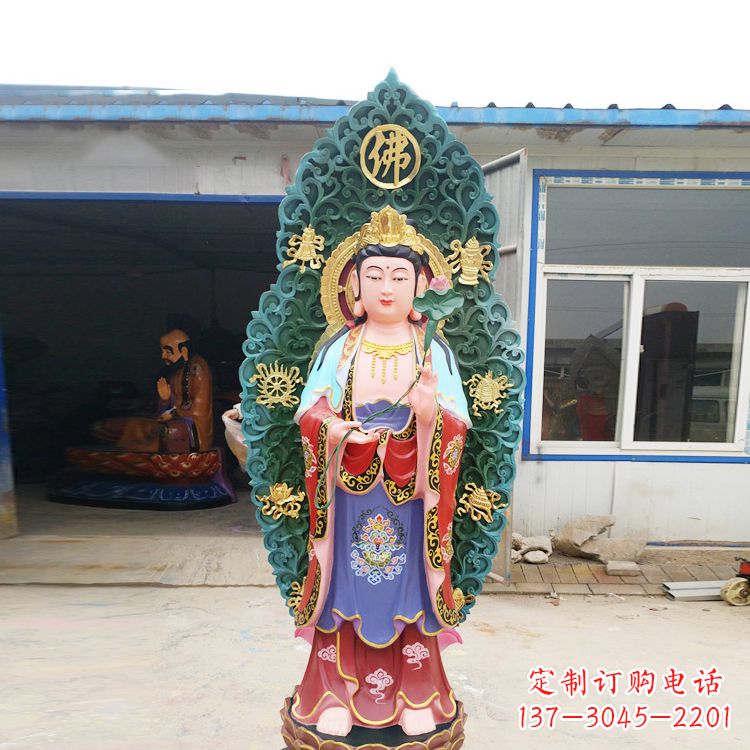 福建艺术精致观音玻璃钢彩绘雕塑