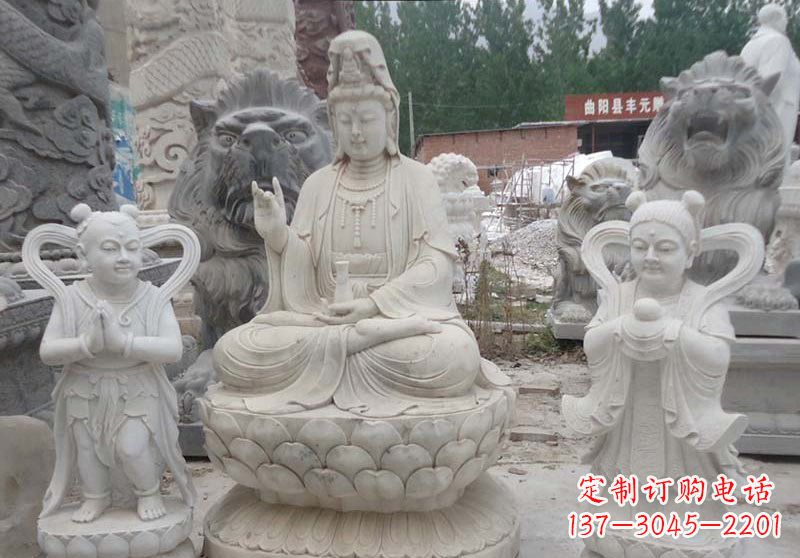 福建观音菩萨善财童子和龙女雕塑