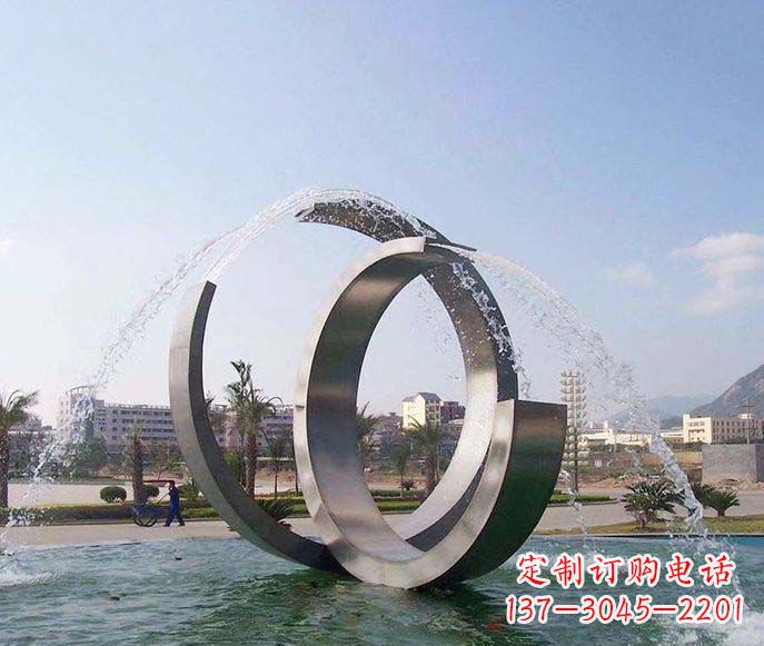 福建漫天烟花,美妙绝伦!不锈钢C形喷泉雕塑