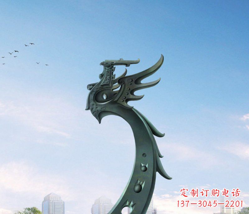 福建中领雕塑|抽象凤凰不锈钢雕塑