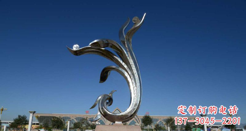 福建优雅迷人的不锈钢抽象凤凰雕塑