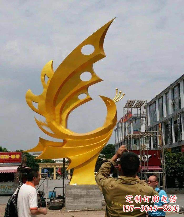 福建广场不锈钢抽象凤凰雕塑1