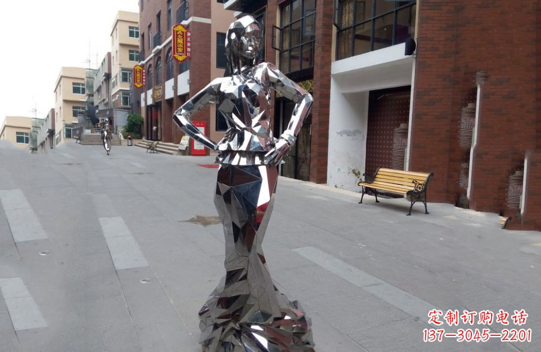 福建以美丽的姿态展示不锈钢美女雕塑