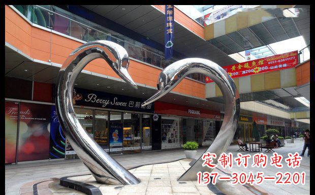 福建中领雕塑:精美的不锈钢抽象天鹅雕塑