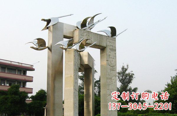 福建广场不锈钢大雁动物雕塑