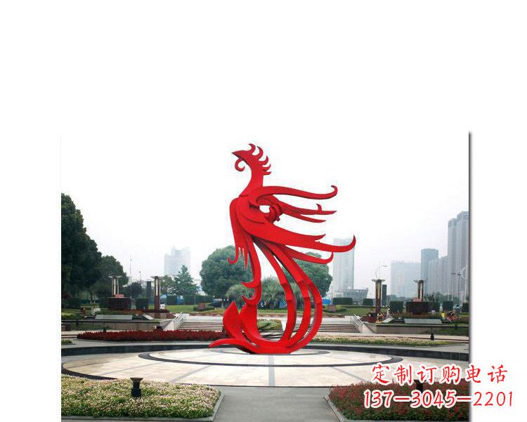 福建广场不锈钢飞翔的凤凰雕塑