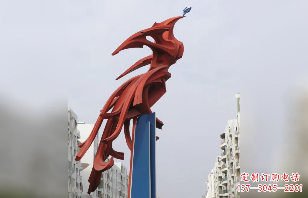 福建广场不锈钢凤凰抽象雕塑