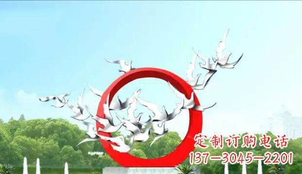 福建华丽优雅的不锈钢鸽子雕塑