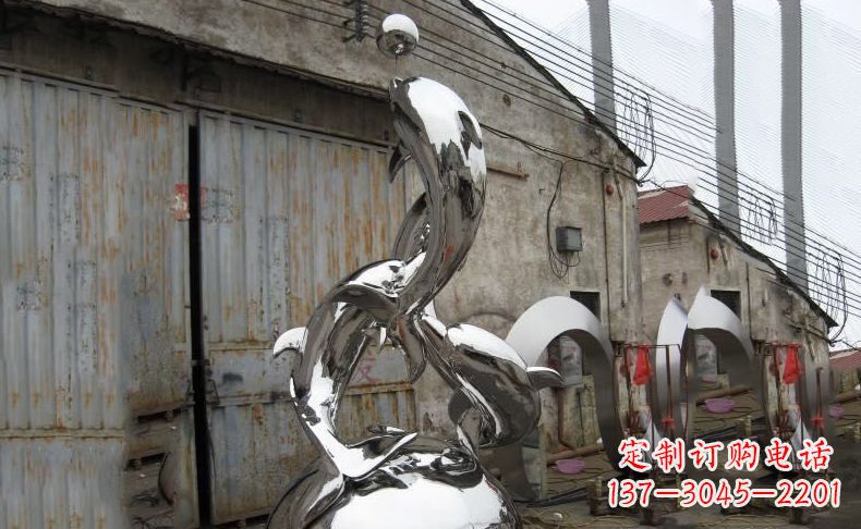 福建广场不锈钢海豚雕塑
