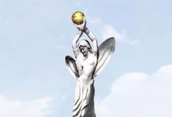 福建精美的不锈钢女人双手捧球雕塑