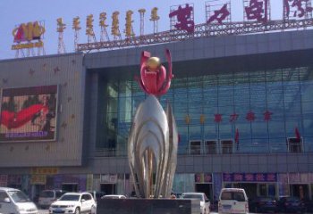 福建广场不锈钢大型花朵雕塑 (2)