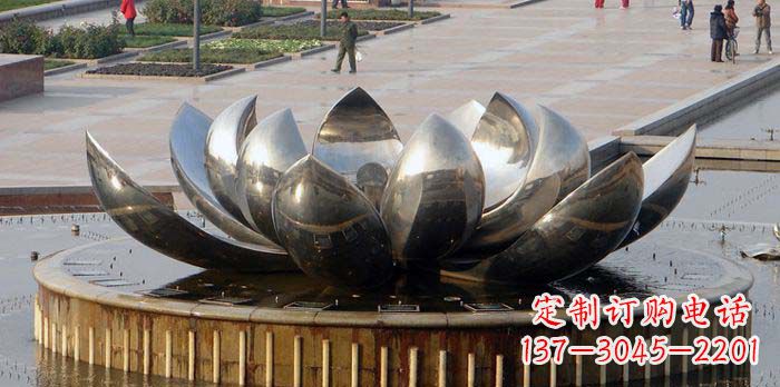 福建大型不锈钢莲花喷泉雕塑