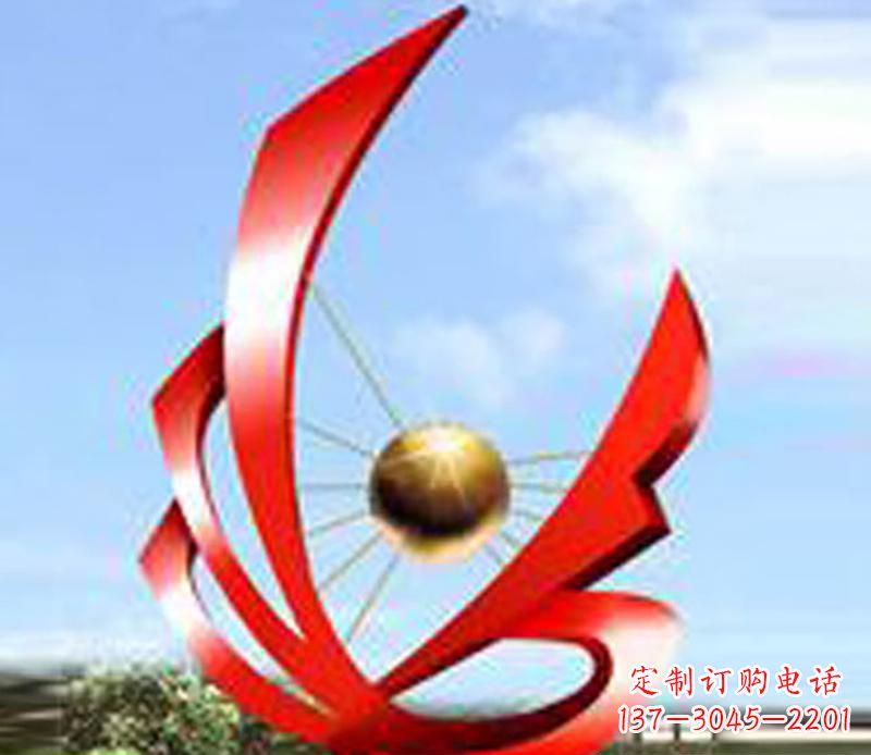 福建让风带来梦想——中领雕塑飘带球网景观雕塑