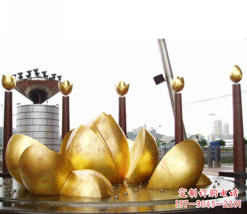 福建全新设计!中领雕塑莲花抽象广场雕塑