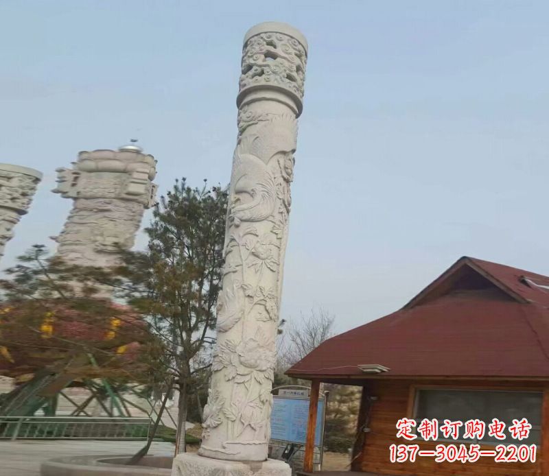 福建迎宾龙柱石雕——大理石景观雕刻精美艺术品