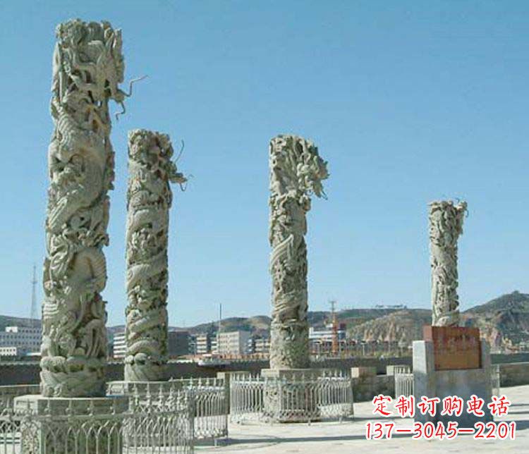 福建中领雕塑的大理石盘龙柱景观石雕
