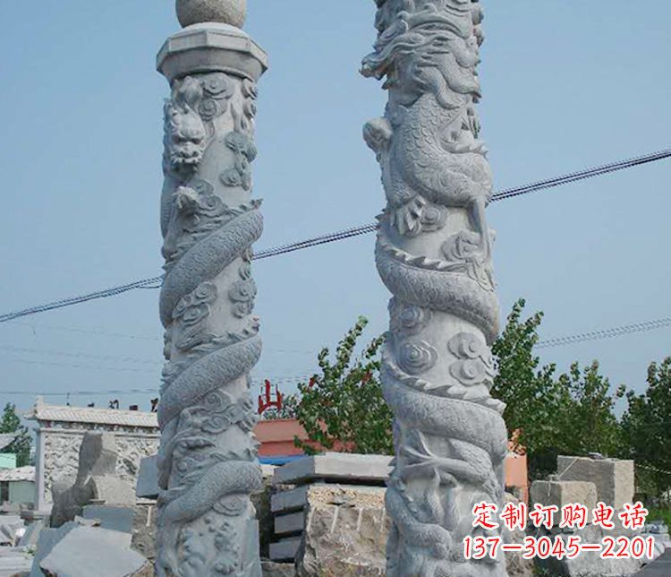 福建高级雕刻工艺的大理石盘龙柱