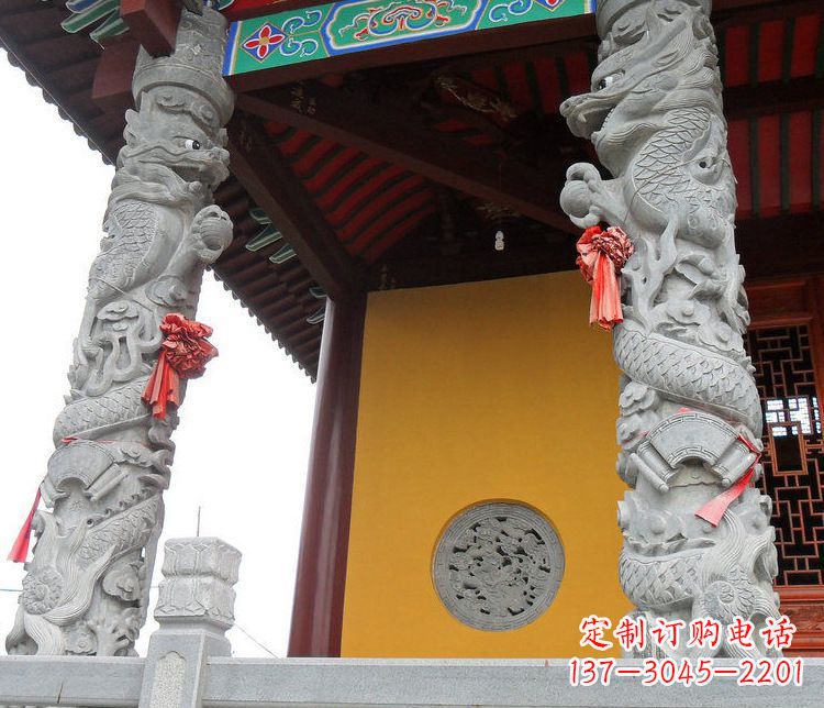 福建精美大理石龙柱雕塑