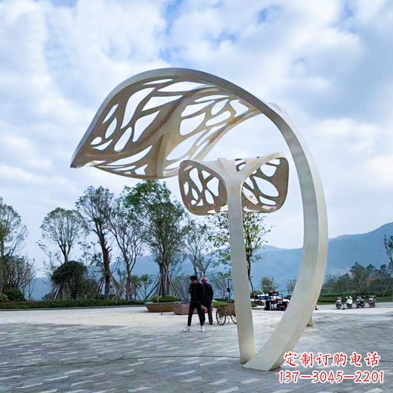 福建精致的不锈钢树叶雕塑
