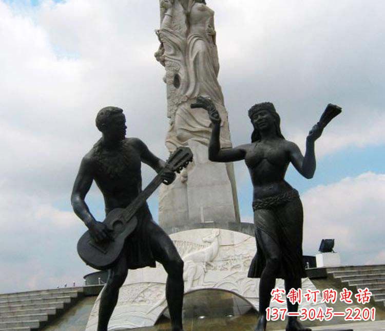 福建广场弹吉他人物铜雕