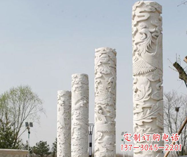 福建尊贵优雅,凤凰浮雕龙柱景观石雕