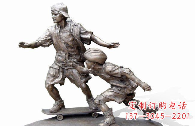 福建令人惊叹的广场滑板男孩铜雕塑