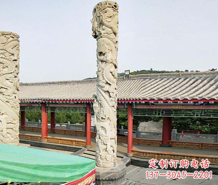 福建广场景观大理石龙柱石雕 (2)