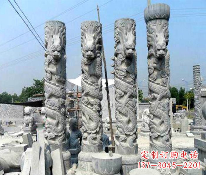 福建广场景观大理石龙柱石雕 (4)
