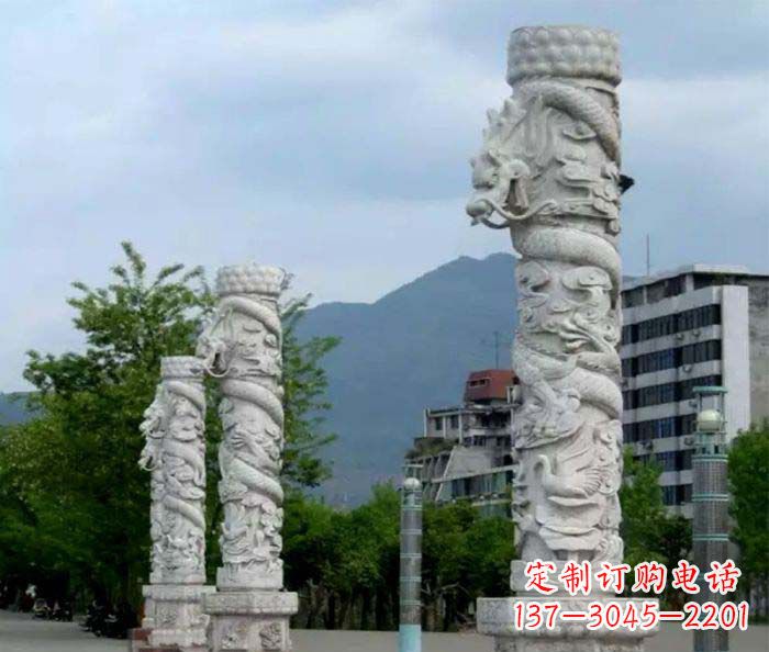 福建广场景观大理石龙柱石雕 (3)