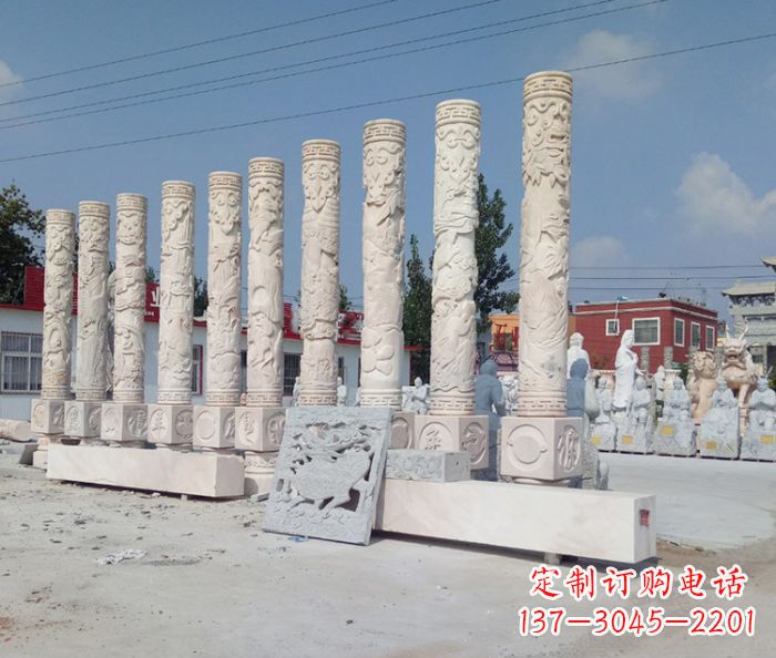 福建广场景观大理石龙柱石雕 (5)