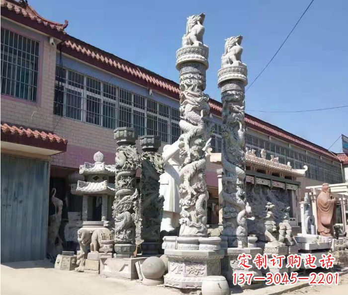 福建广场景观大理石龙柱石雕_1