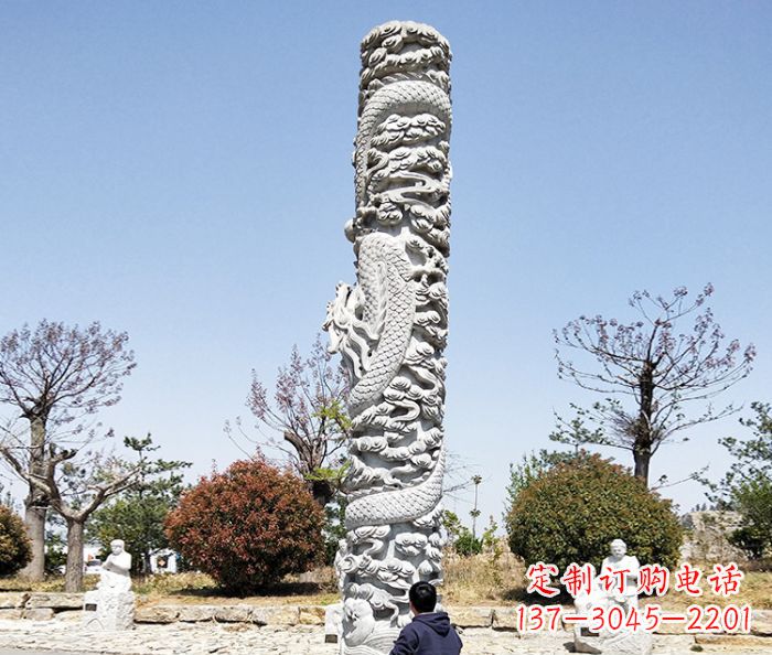 福建广场景观大理石盘龙柱石雕